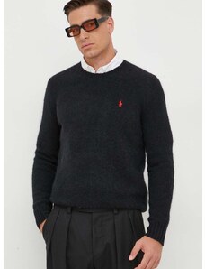 Vuneni pulover Polo Ralph Lauren za muškarce, boja: crna