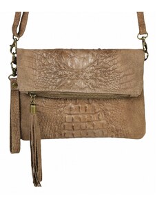 Luksuzna Talijanska torba od prave kože VERA ITALY "Konika", boja mink, 17x23cm