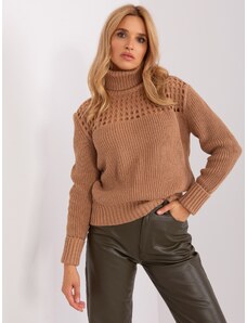 Fashionhunters Ženski džemper od deve s dolčevitom