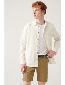 Avva Muška Ecru obična košulja od tri džepa platnene jakne