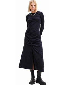 Haljina Desigual 23WWVWA0 WOMAN WOVEN DRESS LONG SLEEVE boja: crna, midi, uska