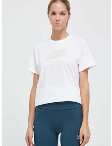 Pamučna majica adidas za žene, boja: bijela