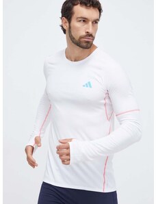 Majica dugih rukava za trčanje adidas Performance Adizero boja: bijela, s tiskom