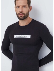 Homewear majica dugih rukava Emporio Armani Underwear boja: crna, s tiskom