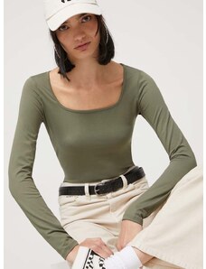 Majica dugih rukava Hollister Co. za žene, boja: zelena