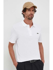Polo majica Lacoste za muškarce, boja: bijela, bez uzorka