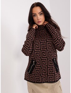 Fashionhunters Women's brown and black patterned turtleneck sweater