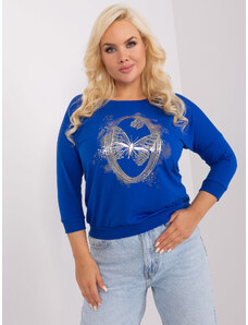 Fashionhunters Cobalt blue women's oversized blouse with cuffs