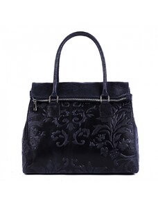 Luksuzna Talijanska torba od prave kože VERA ITALY "Zalabia", boja tamnoplava, 28x36cm