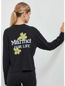 Majica dugih rukava Marmot Flowers For Life za žene, boja: crna