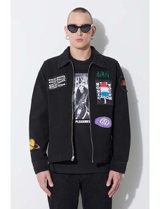 Traper jakna PLEASURES Sonic Youth Work Jacket za muškarce, boja: crna, za prijelazno razdoblje, P23SY009