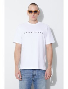 Pamučna majica Daily Paper Alias Tee za muškarce, boja: bijela, s tiskom, 2021183