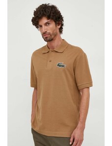 Pamučna polo majica Lacoste boja: bež, s aplikacijom
