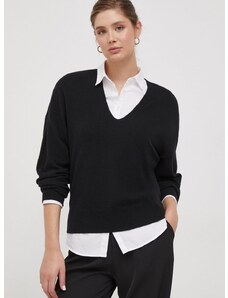 Vuneni pulover Sisley za žene, boja: crna, lagani