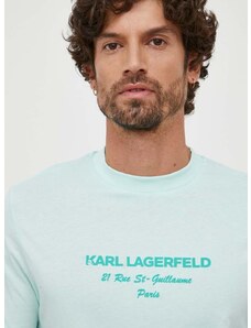 Majica kratkih rukava Karl Lagerfeld za muškarce, boja: tirkizna, s aplikacijom