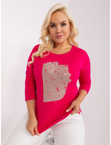 Fashionhunters Fuchsia women's blouse plus size with print