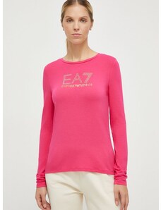 Majica dugih rukava EA7 Emporio Armani za žene, boja: ružičasta