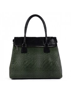 Luksuzna Talijanska torba od prave kože VERA ITALY "Dopia", boja tamno zeleno, 26x35cm