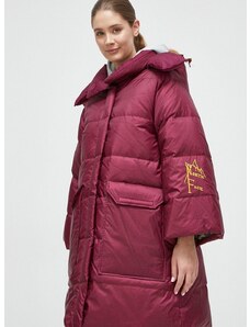 Pernata jakna The North Face za žene, boja: bordo, za zimu, oversize