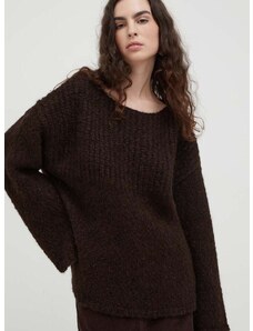 Vuneni pulover Lovechild za žene, boja: smeđa, topli