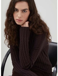 Pulover s dodatkom vune Lovechild za žene, boja: smeđa, lagani, s poludolčevitom