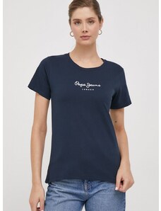 Pamučna majica Pepe Jeans Wendys za žene, boja: tamno plava
