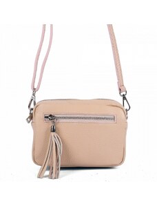 Luksuzna Talijanska torba od prave kože VERA ITALY "Boldena", boja puderasto ružičasta, 15x19cm