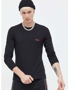 Homewear pamučna majica dugih rukava HUGO 3-pack boja: crna, s tiskom