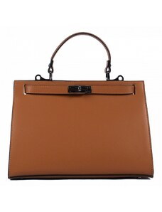 Luksuzna Talijanska torba od prave kože VERA ITALY "Bermina", boja konjak, 22x30cm