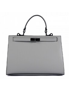 Luksuzna Talijanska torba od prave kože VERA ITALY "Lermina", boja svijetlo siva, 22x30cm