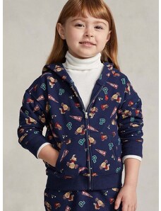 Dječja dukserica Polo Ralph Lauren boja: tamno plava, s kapuljačom, s uzorkom