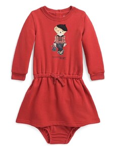 Haljina za bebe Polo Ralph Lauren boja: crvena, mini, širi se prema dolje