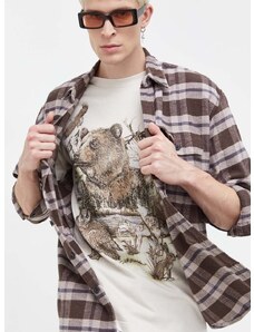 Pamučna košulja Abercrombie & Fitch za muškarce, boja: smeđa, relaxed, s klasičnim ovratnikom