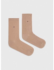Čarape Tommy Hilfiger 2-pack za žene, boja: bež