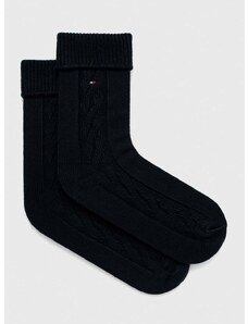 Čarape s dodatkom vune Tommy Hilfiger boja: tamno plava