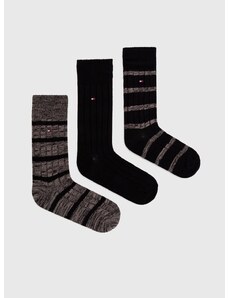 Čarape Tommy Hilfiger 3-pack za muškarce, boja: crna