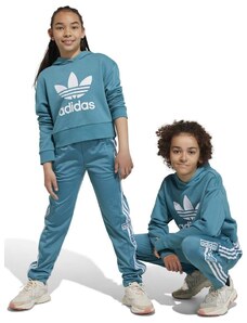 Dječja dukserica adidas Originals boja: tirkizna, s kapuljačom, s tiskom