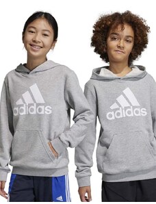 Dječja dukserica adidas U BL boja: siva, s kapuljačom, s tiskom