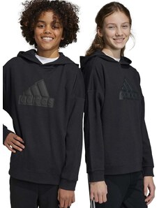 Dječja dukserica adidas U FI LOGO boja: crna, s kapuljačom, s aplikacijom