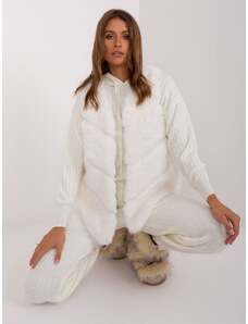 Fashionhunters Women's Ecru fur vest with pockets