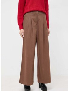 Pamučne hlače Pinko boja: smeđa, široke, visoki struk