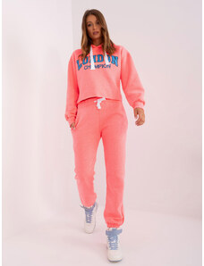 Fashionhunters Fluo pink and blue tracksuit with drawstrings