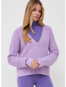 Vuneni pulover Patrizia Pepe za žene, boja: ljubičasta