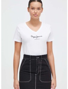 Pamučna majica Pepe Jeans za žene, boja: bijela