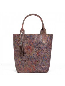 Luksuzna Talijanska torba od prave kože VERA ITALY "Salamandra", boja ispis u boji, 32x42cm