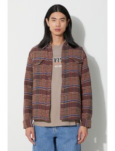 Košulja-jakna Corridor Corded Plaid Shirt Jacket boja: smeđa, za prijelazno razdoblje, JKT0149