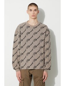 Vuneni pulover Represent Jaquard Sweater za muškarce, boja: smeđa, lagani