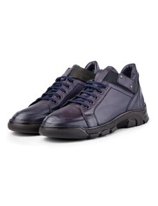 Ducavelli Flex Genuine Leather Men's Boots with Lace-Up Elastic Rubber Sole.