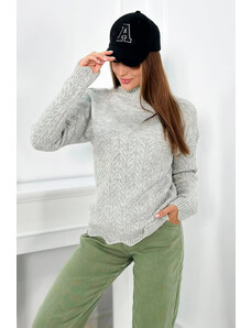 Kesi Sweater with decorative ruffle in gray color