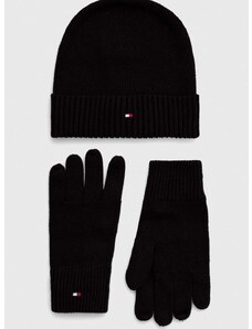 Kapa i rukavice Tommy Hilfiger boja: crna